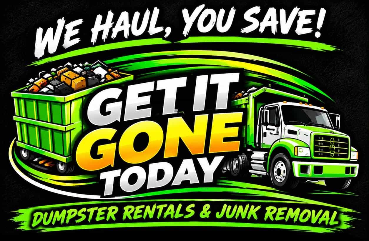 We haul, you save! Get It Gone Today — dumpster rentals and junk removal.
